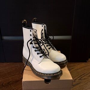 Dr. Martens White and Black Leather Boots